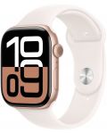 Смарт часовник Аpple - Watch S10 Cell, 42 mm, M/L, Rose Gold Alu Case with Light Blush Sport Band - 2t