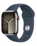 Смарт часовник Apple - Watch S9, Cellular, 45mm, Stainless Steel, S/M, Blue - 1t