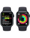 Смарт часовник Apple - Watch S9, 41mm, 1.69'', M/L, Midnight Sport - 5t