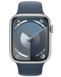 Смарт часовник Apple - Watch S9, 45mm, 1.9'', S/M, Storm Blue Sport - 1t