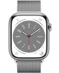 Смарт часовник Apple - Watch S8, Cellular, 41mm, Silver/Milanese Loop - 2t