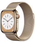 Смарт часовник Apple - Watch S8, Cellular, 41mm, Gold/Milanese Loop - 1t