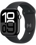 Смарт часовник Аpple - Watch S10 Cell, 42 mm, S/M, Jet Black Alu Case with Black Sport Band - 2t