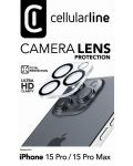 Стъклен протектор Cellularline - Camera Lens, iPhone 15 Pro/Max - 4t