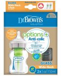 Стъклени шишета Dr. Brown's Natural Flow Wide-Neck, 2 броя, 150 ml - 2t