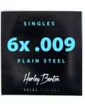 Струни за електрическа китара Harley Benton - Valuestrings Singles, 009, сребристи - 1t