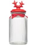 Стъклен буркан с керамичен капак ADS - Horns, 1.25 l, червен - 1t