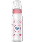 Стъклено шише Wee Baby Classic, 250 ml, розово - 2t