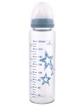 Стъклено шише Lorelli - Anti colic, 240 ml, синьо - 1t