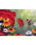 Пъзел SunsOut от 1000 части - Колибри и червени цветя, Ейбрахам Хънтър - 1t