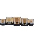 Свещник с 5 поставки за чаени свещи H&S - 36 х 14 х 10 cm, метал/стъкло - 1t