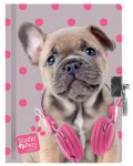 Таен дневник с катинар Paso Studio Pets –  Куче с розови слушалки - 1t