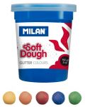 Тесто за моделиране Milan - Soft Dough Glitter, 5 цвята х 142 g - 2t