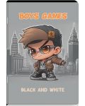 Тетрадка Black&White Boy 2 - A5, 24 листа, големи квадратчета, асортимент - 3t