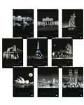 Тетрадка Elisa - Cities by Night, A5, 62 листа, широки редове, асортимент - 1t