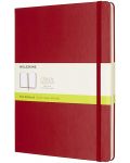 Тефтер с твърди корици Moleskine Classic Plain XL - Червен, бели листове - 1t