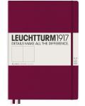 Тефтер Leuchtturm1917 Master Slim - А4+, бели страници, Port Red - 1t