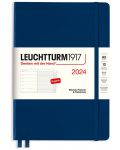 Тефтер Leuchtturm1917 Weekly Planner and Notebook - A5, тъмносин, 2024 - 1t