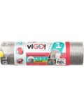 Торби за отпадъци с връзки viGО! - Premium №1, 60 l, 10 броя, сребърни - 1t