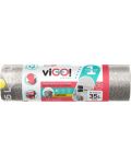 Торби за отпадъци с връзки viGО! - Premium №1, 35 l, 15 броя, сребърни - 1t