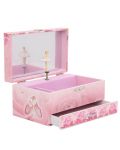 Музикална кутия за бижута Trousselier – розова, с чекмедже и фигура на балерина - 1t