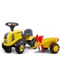 Трактор с ремарке Falk - Komatsu, с гребло и лопатка, жълт - 1t