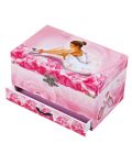 Музикална кутия за бижута Trousselier – розова, с чекмедже и фигура на балерина - 2t