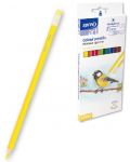 Цветни моливи SpreeArt - Шестоъгълни, Ø 3 mm, 12 цвята с гумичка - 1t