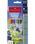 Цветни моливи Faber-Castell Grip 2001 - Динозавър, 10 + 3 цвята - 1t