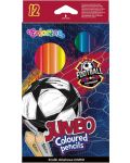 Цветни моливи Colorino Football - Jumbo, 12 цвята - 1t
