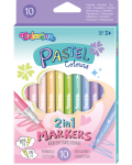 Цветни маркери Colorino Pastel - двувърхи, 10 цвята - 1t