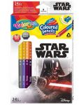 Цветни двувърхи моливи Colorino - Marvel Star Wars, 24 цвята и острилка - 1t