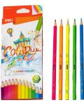 Цветни моливи Deli Colorun - EC128-12, 12 цвята, флуоресцентни - 2t