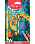 Цветни моливи Maped Jungle Fever - Jumbo, 12 цвята - 1t