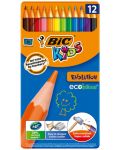 Цветни моливи BIC Kids - Evolution, 12 цвята, метална кутия - 1t