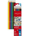 Цветни акварелни моливи Caran d'Ache School - 6 цвята - 1t