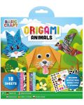 Творчески комплект за оригами Grafix - Животни, със стикери, 18 листа - 1t