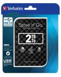 Твърд диск Verbatim - Store 'n' Go, 2TB, 5400 rpm, 2.5'', черен - 3t