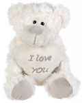Плюшена играчка Morgenroth Plusch – Бяло мече със сърце “I love You”, 20 cm - 1t