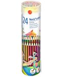 Цветни моливи Staedtler Noris Colour 185 - 24 цвята, в метален тубус - 1t