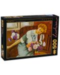 Пъзел D-Toys от 500 части - Лорика с хризантеми, Стефан Лукиан - 1t