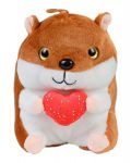 Плюшена играчка Morgenroth Plusch - Кафяв хамстер с червено сърце, 19 cm - 1t