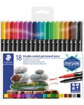 Перманентни маркери Staedtler Desaign Journey - 18 цвята, двувърхи - 1t