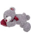 Плюшена играчка Morgenroth Plusch – Сив мечок, лежащ на червено сърце, 80 cm - 1t