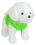 Плюшена играчка Morgenroth Plusch - Кученце със зелено елече, 28 cm - 1t