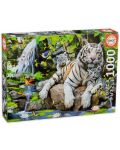 Пъзел Educa от 1000 части - Бял бенгалски тигър с малките си - 2t