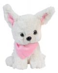 Плюшена играчка Morgenroth Plusch - Кученце Чихуахуа, бяло с розова кърпа, 22 cm - 1t