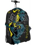 Ученическа раница с колелца Spirit Graffiti - С 1 отделение, черна с жълт надпис - 1t
