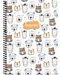 Ученическа тетрадка Keskin Color Animal Friends - A4, 80 листа, малки квадратчета, асортимент - 2t