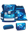 Ученически комплект Belmil - Racing Blue Neon, раница, два несесера и мешка - 1t